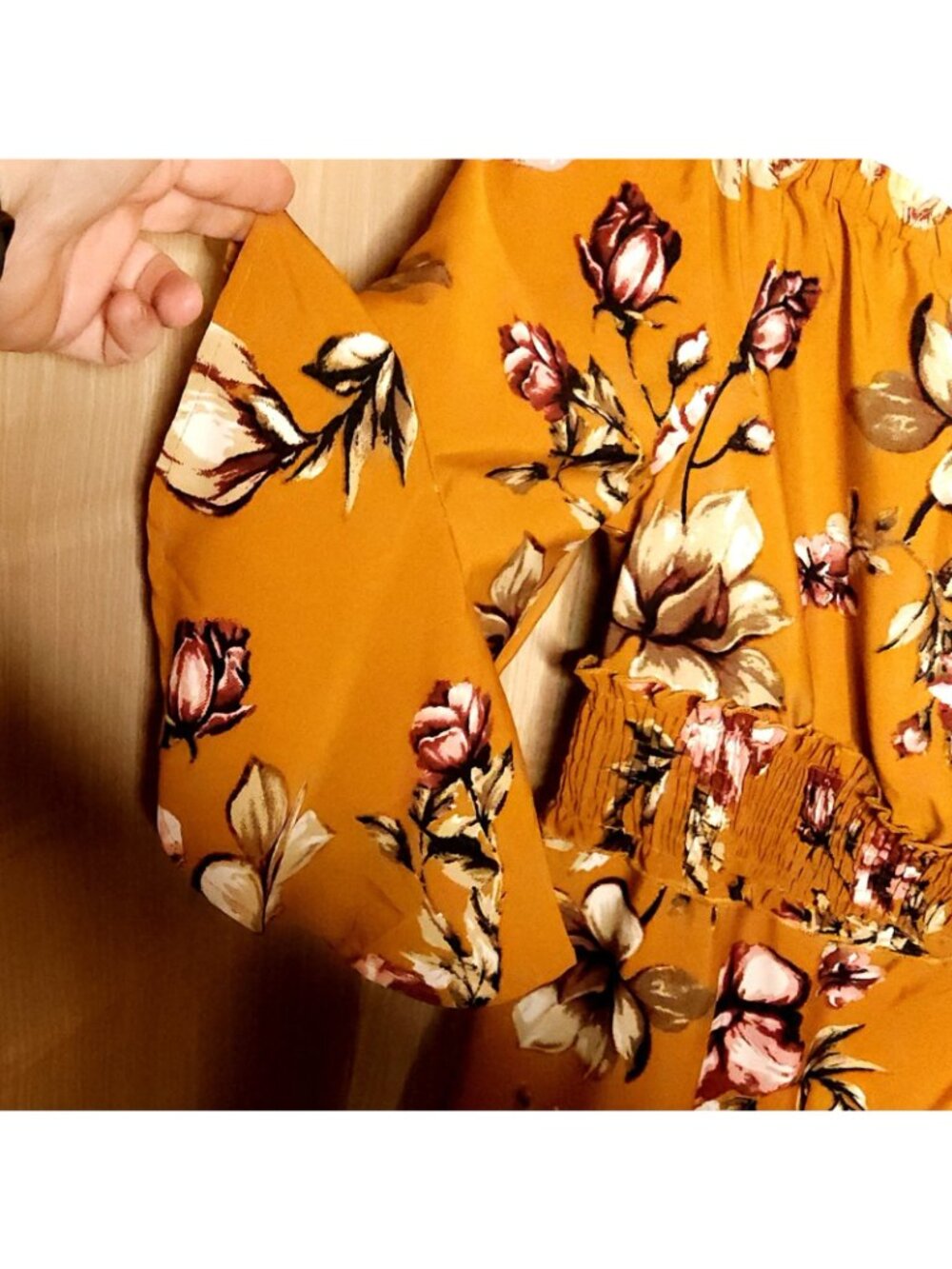 Indulge Womens Brown Floral Off The Shoulder Silky Tunic Dress Medium - Picture 4 of 6